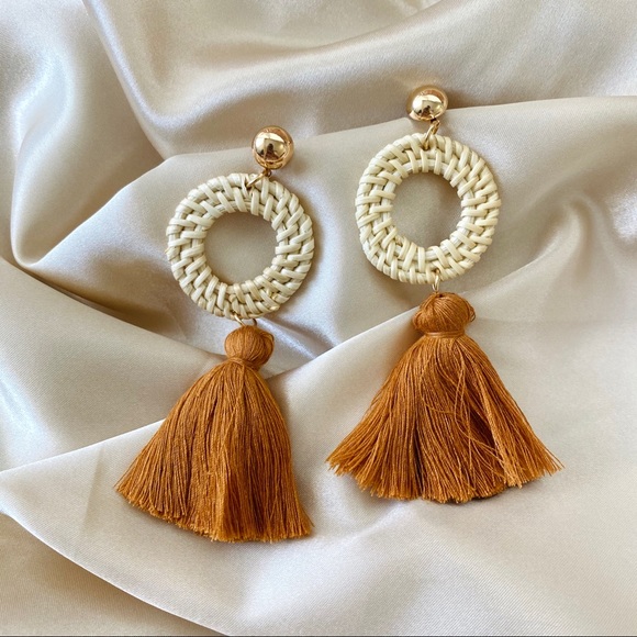 Jewelry - “Orval” Earrings Tassels Wicker Cream White